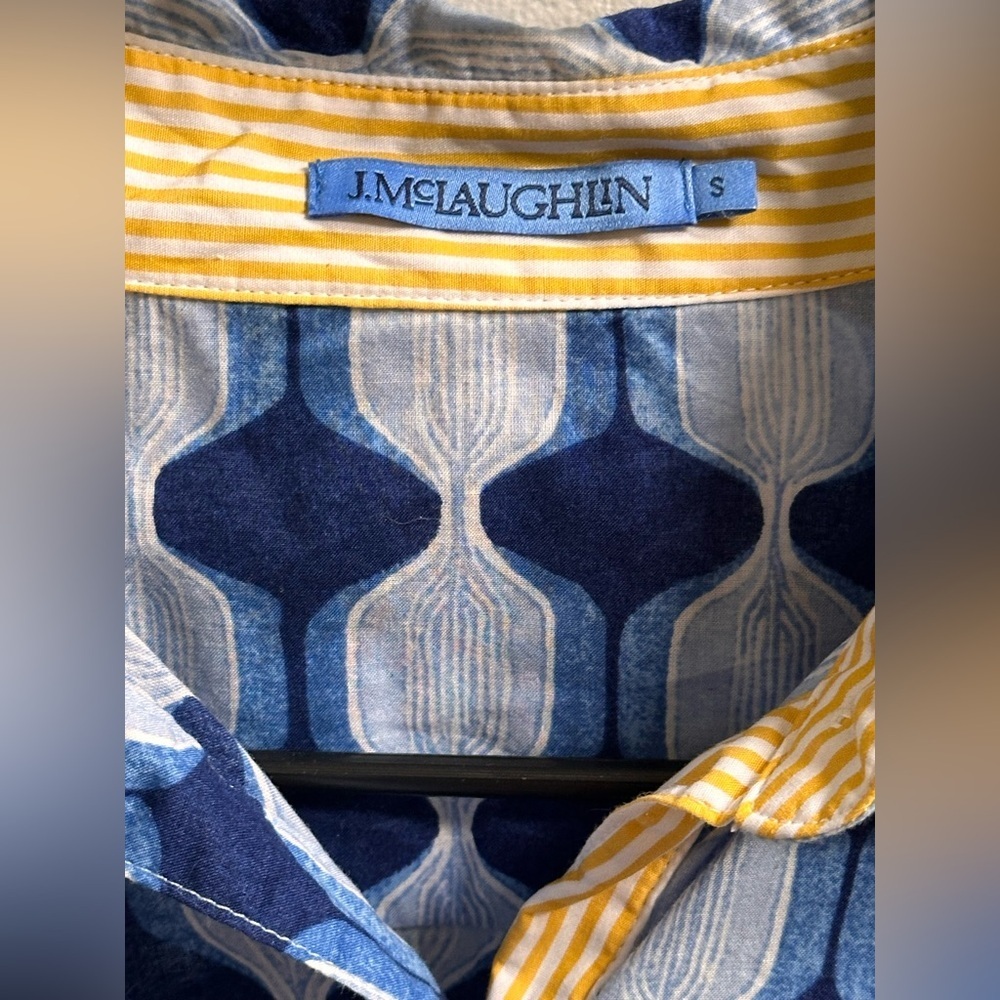 J.McLaughlin Lois Long Sleeve Shirt Blue Preppy Coastal Resort Vacation Cotton - Picture 3 of 10